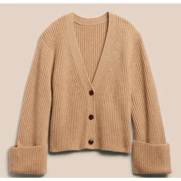 Banana Republic Tan Merino-Cashmere Blend Cuffed Cardigan - Picture 1 of 4